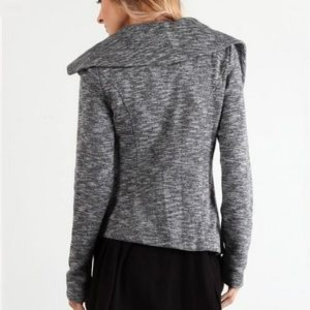 Mystree Skylar Asymmetrical Knit Zip Jacket in Taupe - Picture 2 of 15